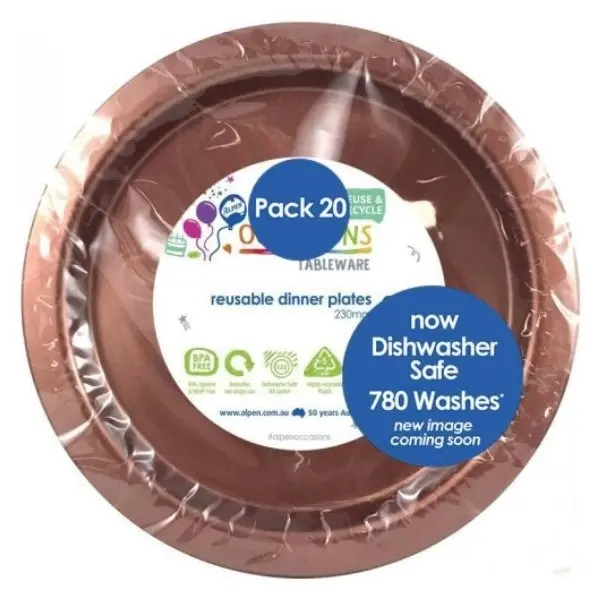 Rose Gold Plastic Dinner Plates 230mm 20pk