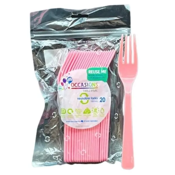 Light Pink Plastic Forks 20pk