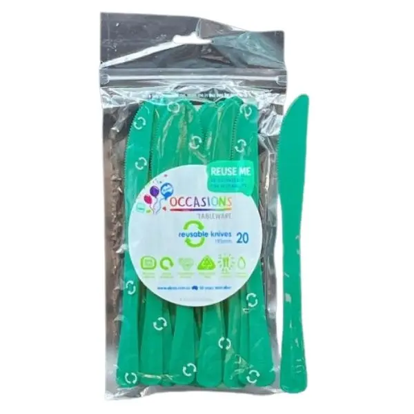 Green Plastic Knives 20pk