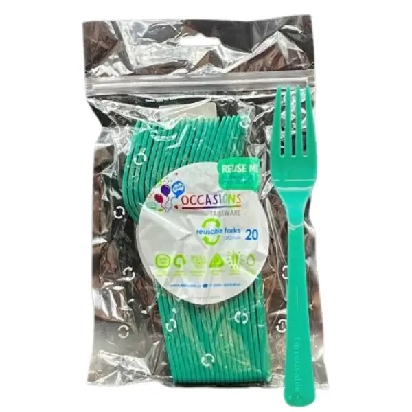 Green Plastic Forks 20pk