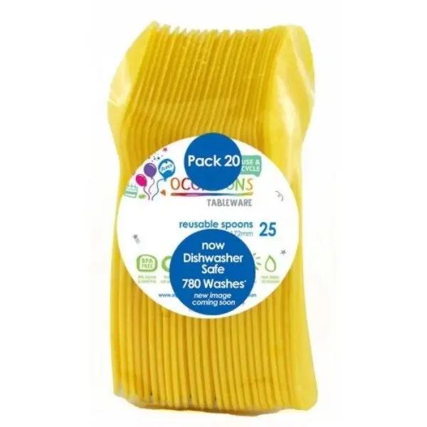 Yellow Plastic Spoons 20pk