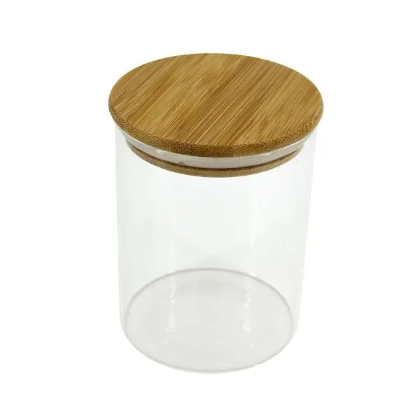 Bamboo Glass Jars Round 550ml