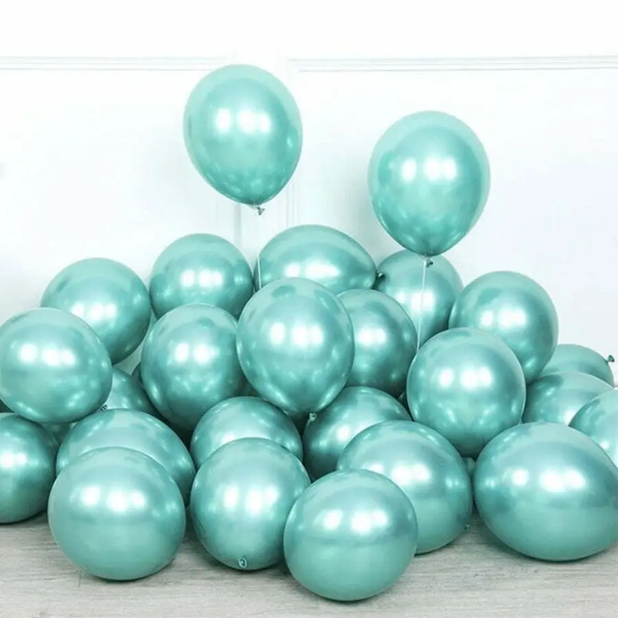 10pk Green Chrome Latex Balloons 30cm