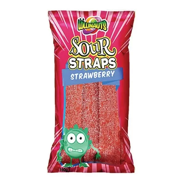 Lollinauts Sour Straps - Strawberry 160g