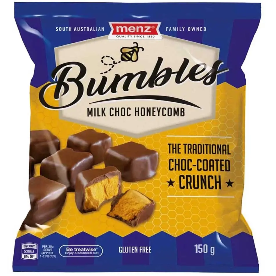 Menz Bumbles Milk Choc Honeycomb 150g