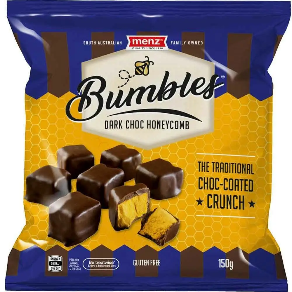 Menz Bumbles Dark Choc Honeycomb 150g