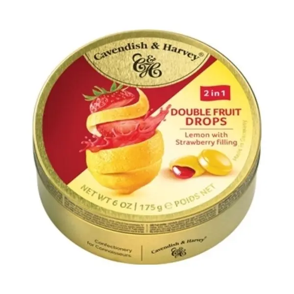 Cavendish & Harvey 2in1 Double Fruit Drops Lemon with Strawberry Filling 175g