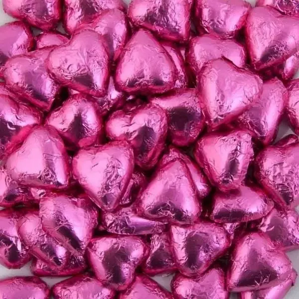 Hot Pink Milk Chocolate Hearts 500g (approx. 70 pieces)