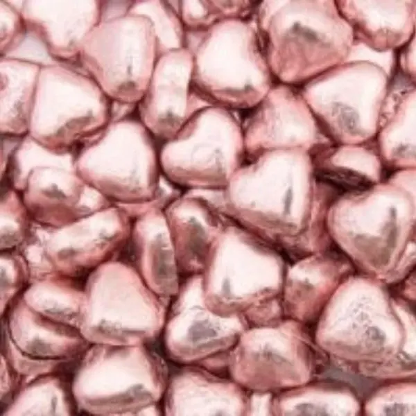 Rose Gold Milk Chocolate Hearts 500g (approx. 70 pieces)