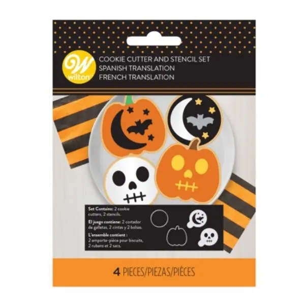 Halloween Pumpkin and Circle 4pc Cookie Cutter and Stencil Set