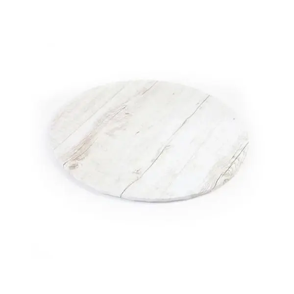 8in Round White Wood Grain Cake Board