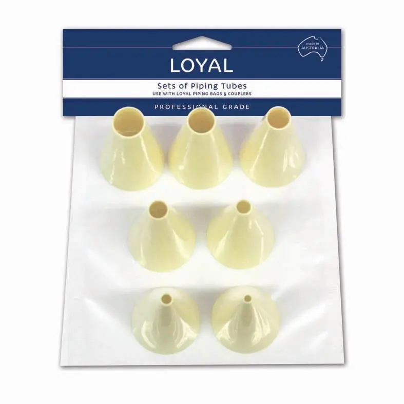 7pc Assorted Loyal Large Pastry Tube Set (3-15mm Plain)