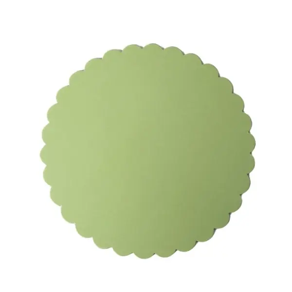 10in Round Scalloped Compressed Cake Board - Pastel Green