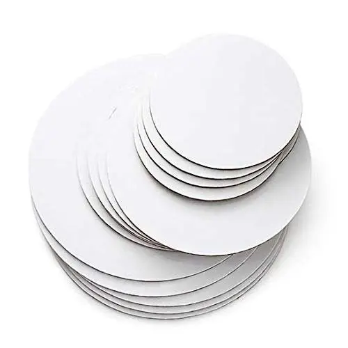 BULK 50pk 4in Round Compressed 2.5mm Cake Board - White