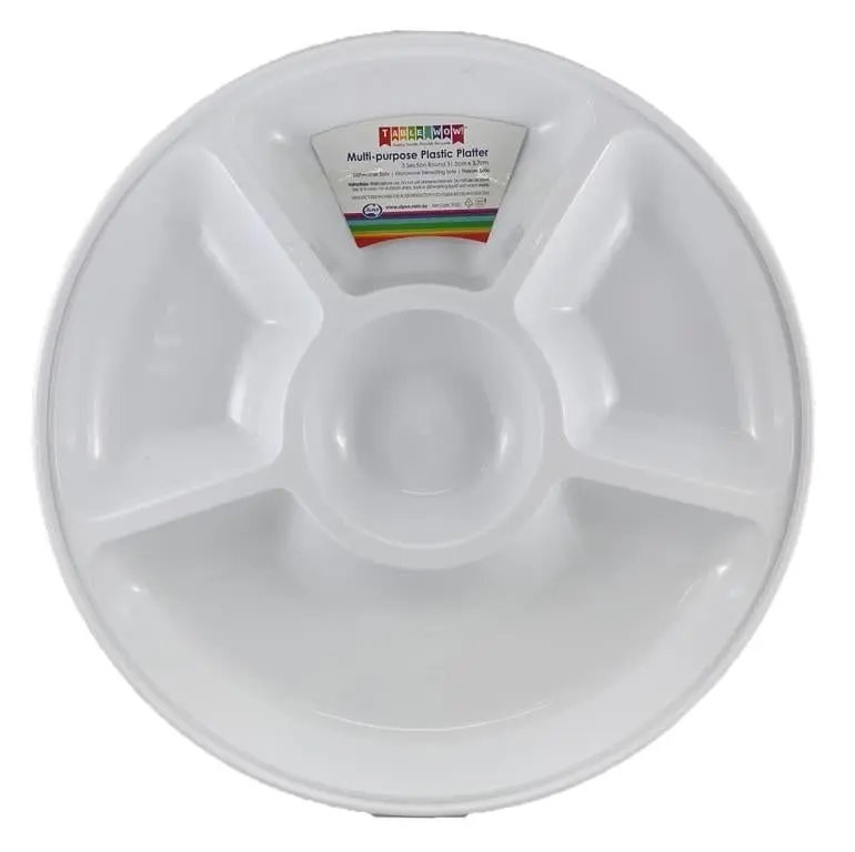 White Plastic 5 Sectional Round Platter 31.5x3.7cm