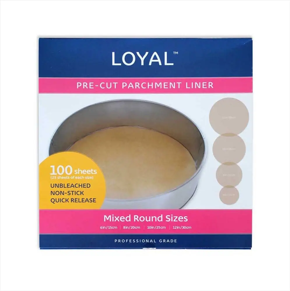 100pk Loyal Pre-Cut Round Parchment Liners 6, 8, 10 & 12in