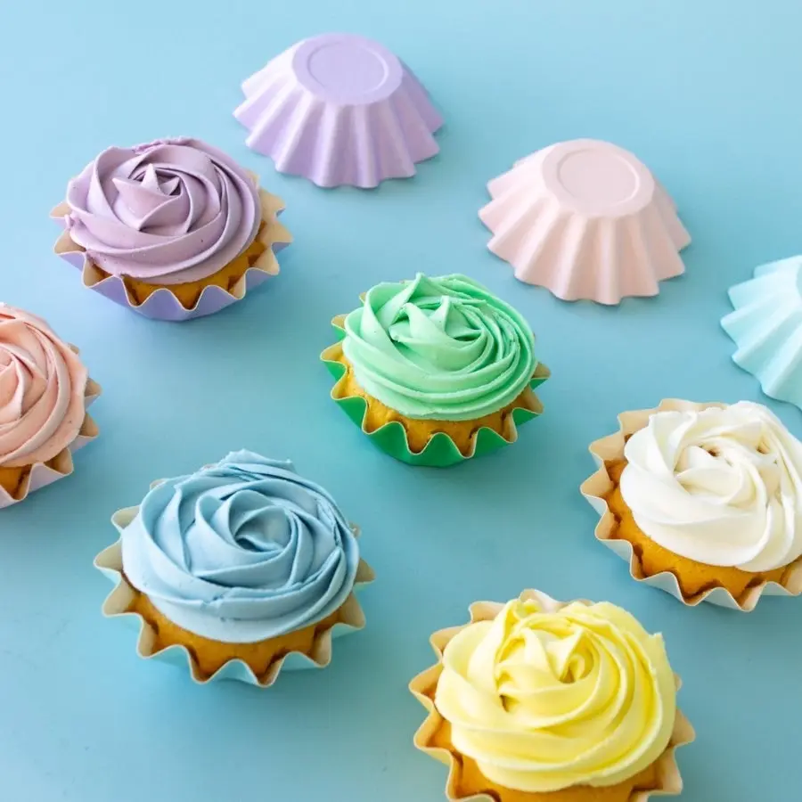 25pk Pastel Mix Bloom Baking Cups (44mm base)