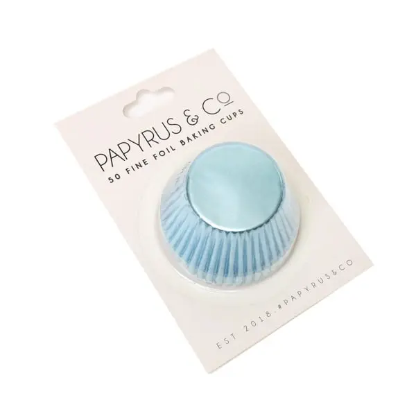 50pk Pastel Blue Foil Medium Baking Cups (44mm base)