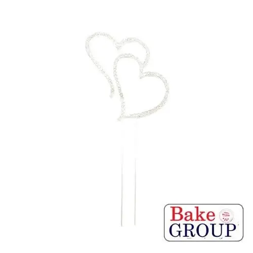 Diamante Cake Topper - Double Heart