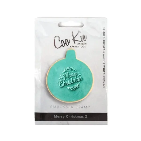 Coo Kie Merry Christmas with Wreath Embosser Stamp