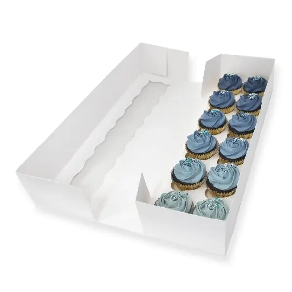 Long 12 Holds White Cupcake Box (21.25x6x4in)