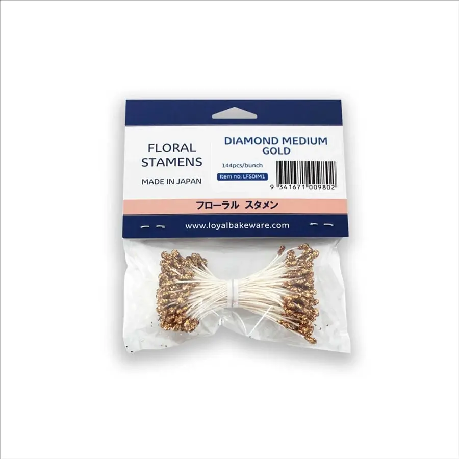 Medium Gold Diamond Double Sided Loyal Stamen 144pcs