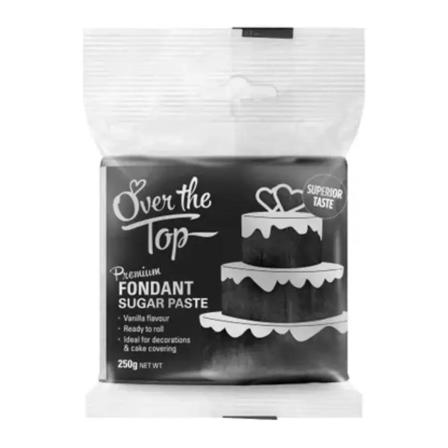 250g Over the Top Super Black Premium Fondant Sugar Paste