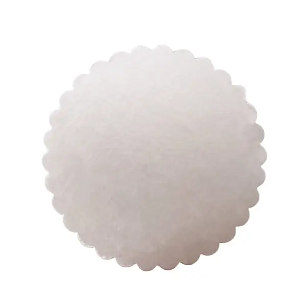 10in Round Scalloped Compressed Cake Board - Silver