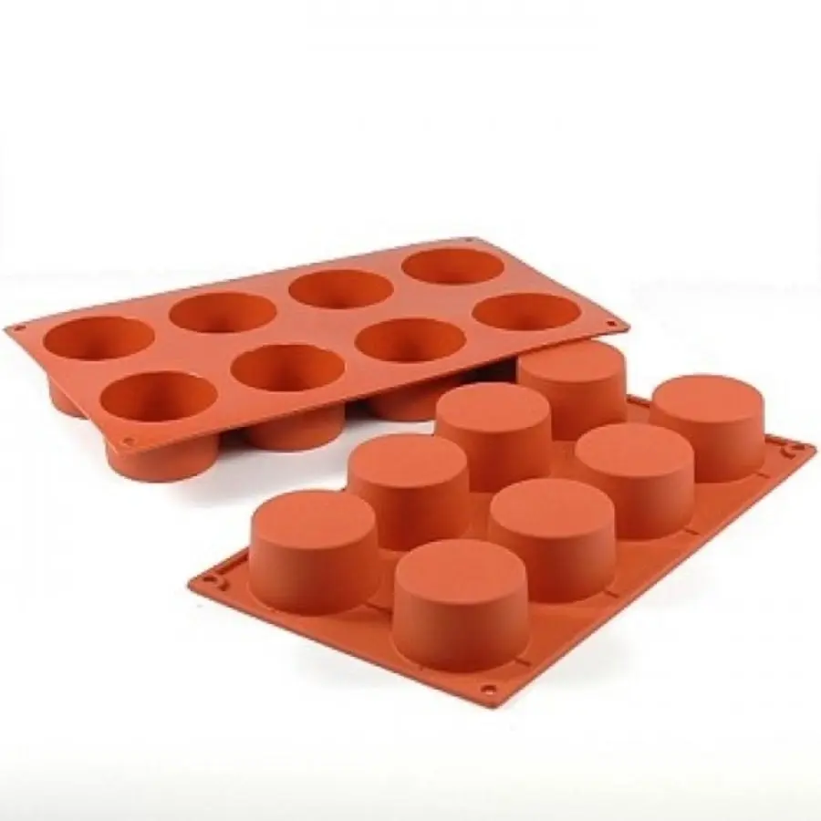 8 Cavity Round Silicone Cake & Chocolate Mould (58mm 35mm deep cavity)