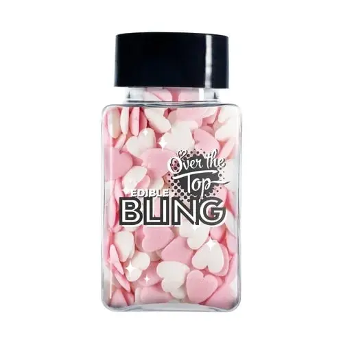 Over The Top Edible Bling Mixed White & Pink Love Hearts 55g