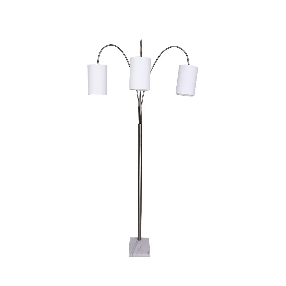 Sarantino 3-Light Metal Arc Floor Lamp - Nickel & Marble Finish