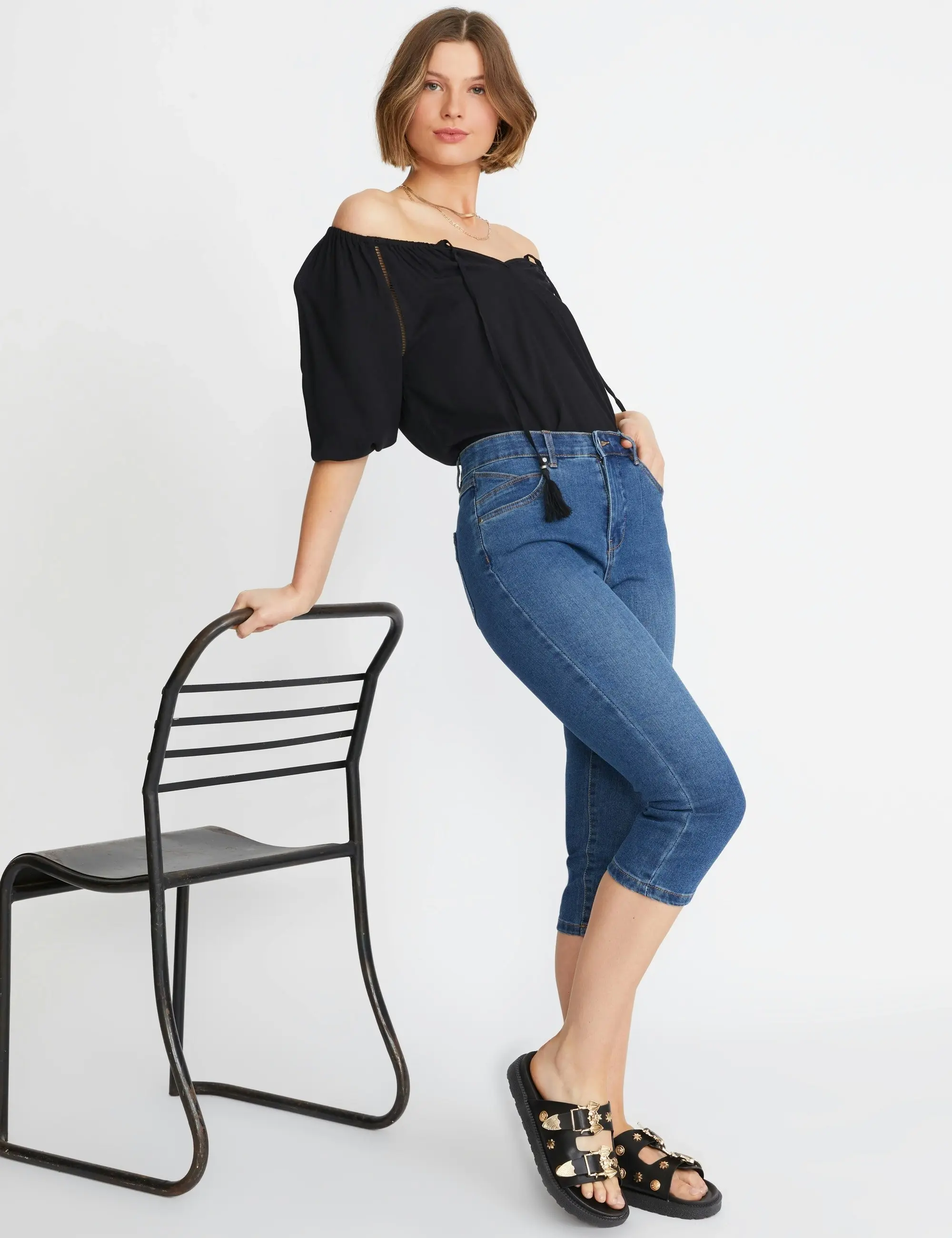 Rockmans Crop Comfort Waist Jeans