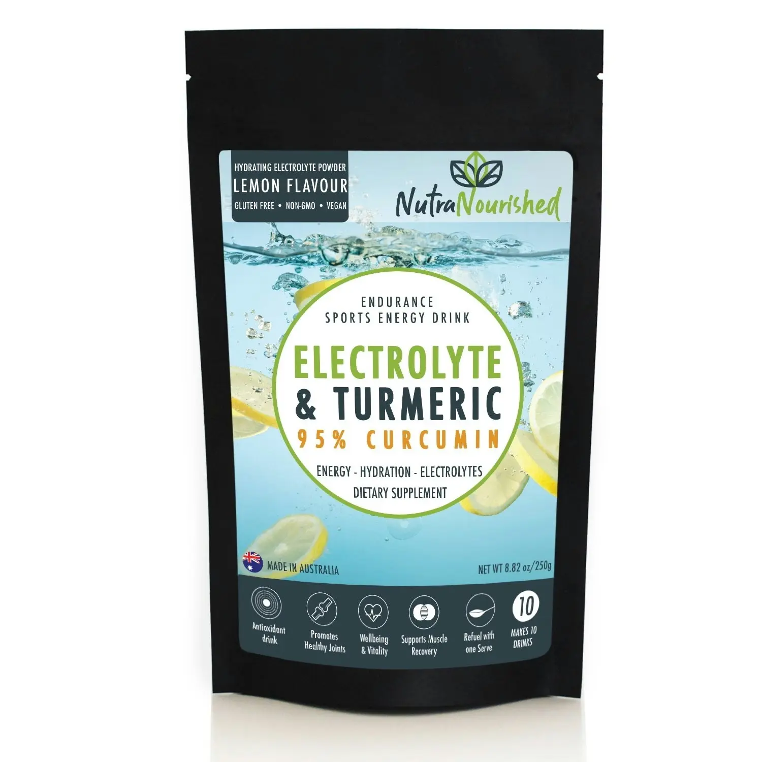 Electrolyte Powder & 95% Pure Organic Curcumin from Turmeric (Lemon, Mixed Berry or Green Apple Flavour)