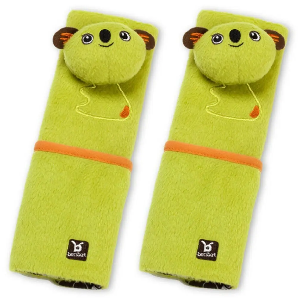 2PK Benbat Koala Pals Car Seat Belt Safety Cover 4-8m Baby/Infant Strap/Pads GRN