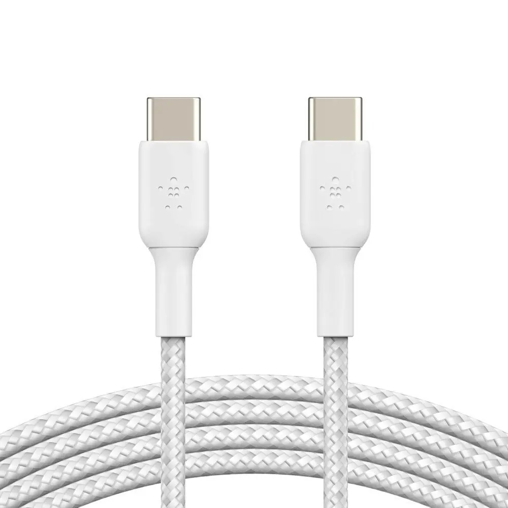 Belkin 1M Braided USB-C to USB-C Data/Charging Cable for Smartphones White