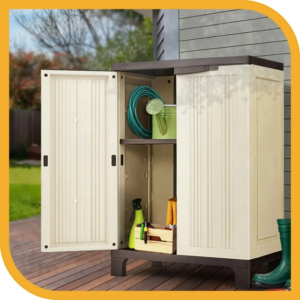 Groverdi Outdoor Storage Cabinet Box Adjustable Patio Sheds Lockable Backyard Tools Garage Organiser