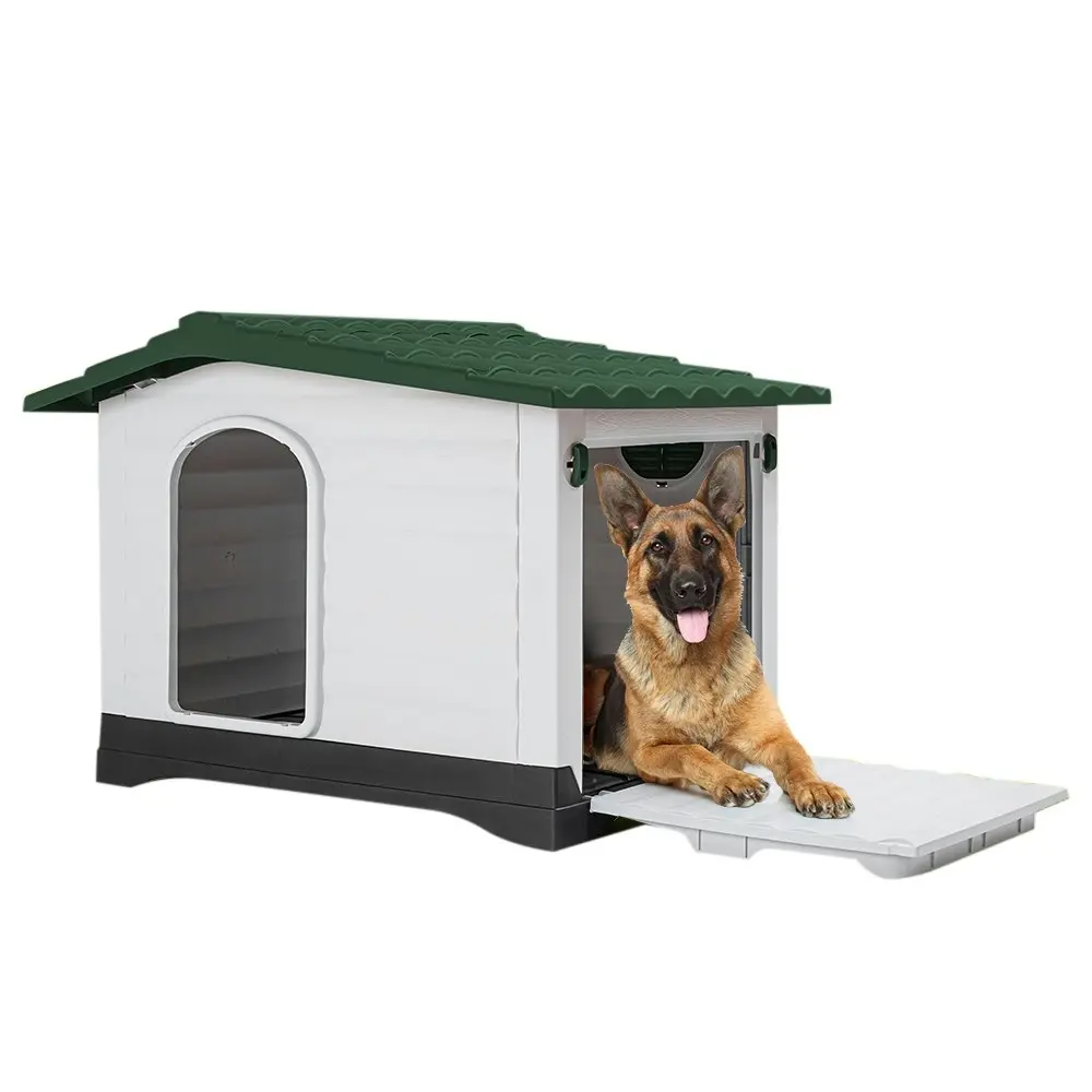 Taily Plastic Dog Kennel Outdoor Indoor Pet Puppy Dog House XL Extra Large Green Anti UV Shelter