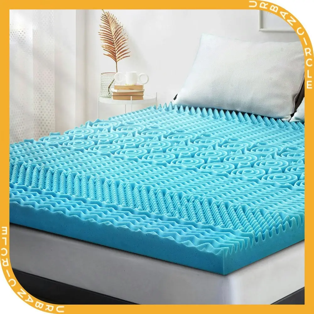 Mona Bedding Memory Foam Mattress Topper Cool Gel Bed w/Bamboo Cover Underlay 9CM 7-Zone King K