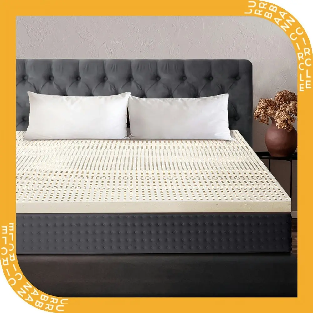 Mona Bedding Pure Natural Latex Mattress Topper Double Size 7 Zone Underlay Protector D 5cm Bed Pad