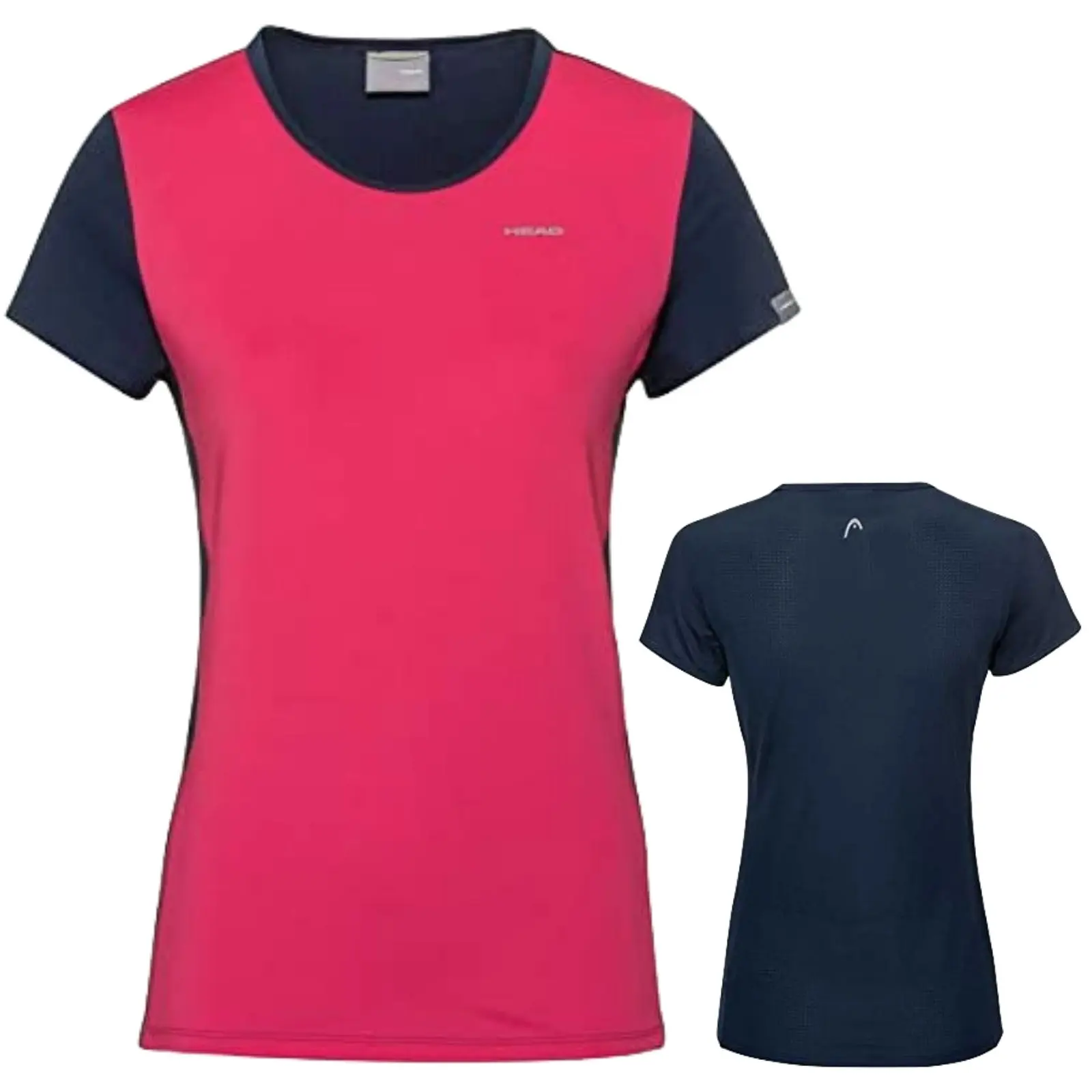 Head Womens Mia T-Shirt Tennis Sports Gym Workout - Magenta/Dark Blue