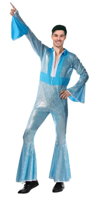 Mens Disco Jumpsuit Costume 1970s Fancy Dress Outfit Adult 70s