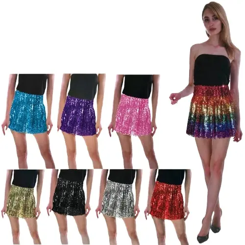 Ladies Adult Deluxe SEQUIN SKIRT Party Costume Dress Up Bling Fringe Tassel