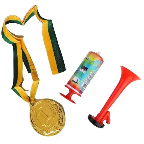 1st Gold Medal Winner + Air Horn Party Set School Sports Day Olympics Ribbon