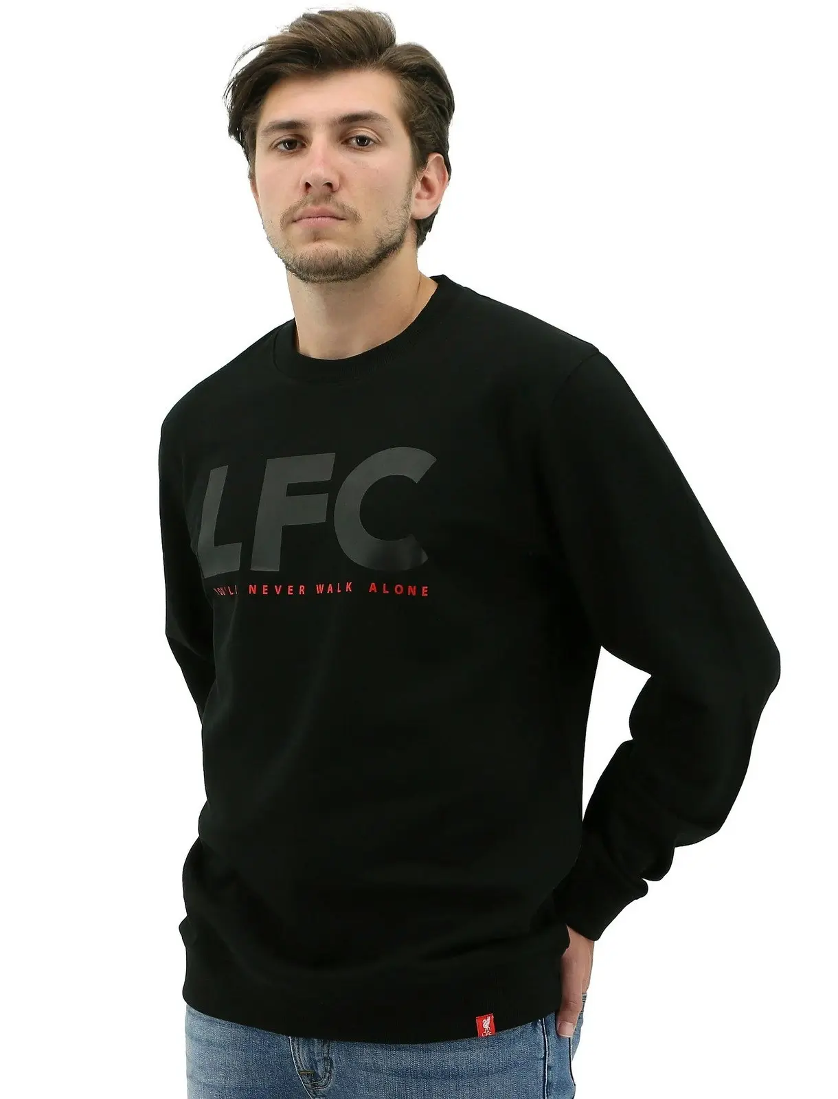 Liverpool FC Mens Crew Jumper Sweatshirt Winter Warm Soccer Football LFC - Black