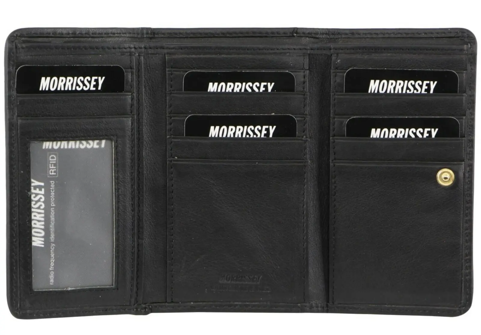 Morrissey RFID Womens Leather Wallet Coin Clutch Purse Organiser - Black