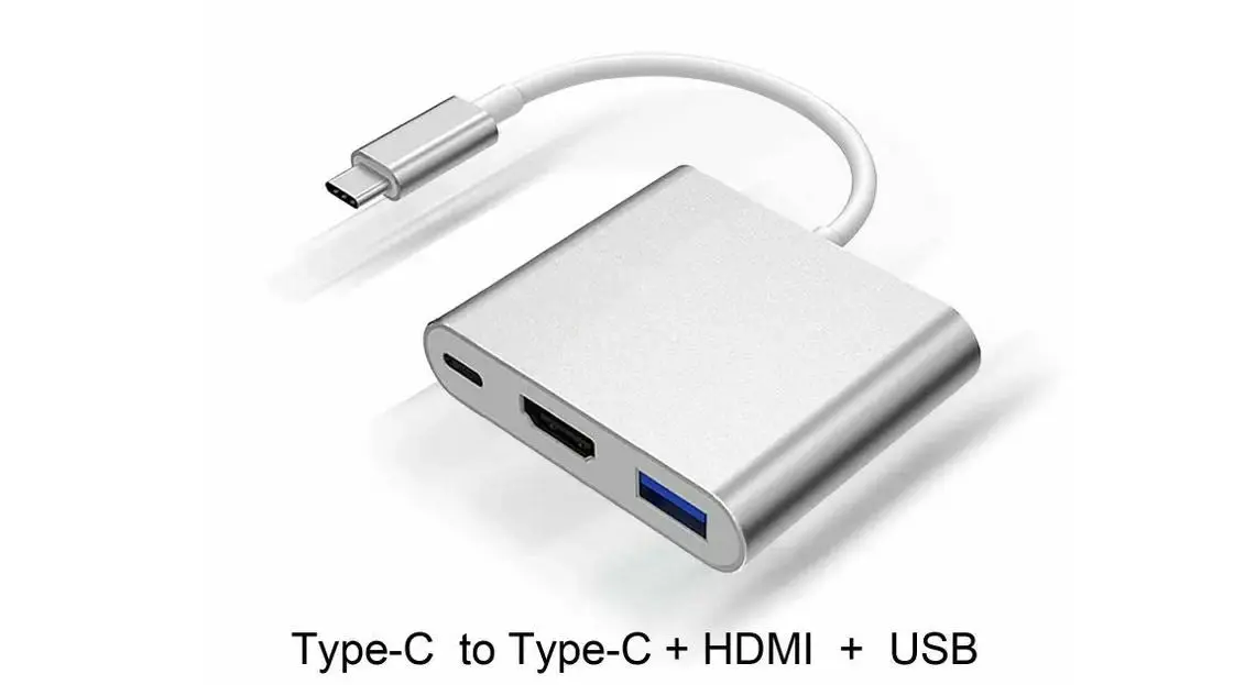 Type C to USB-C HDMI USB 3.0 Adapter Converter Cable 3 in 1 Hub For MacBook Air