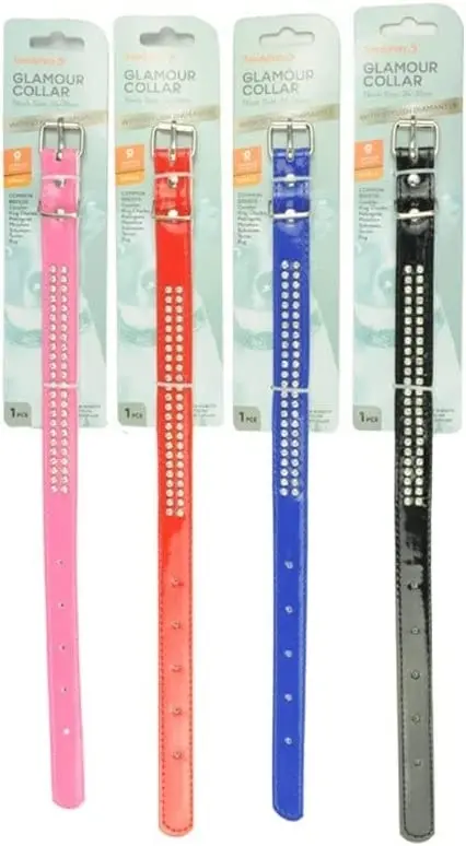 Trendypets Dog Collar With Diamantes Small 38Cm X 1.5Cm 4Pce 4 Color Assorted