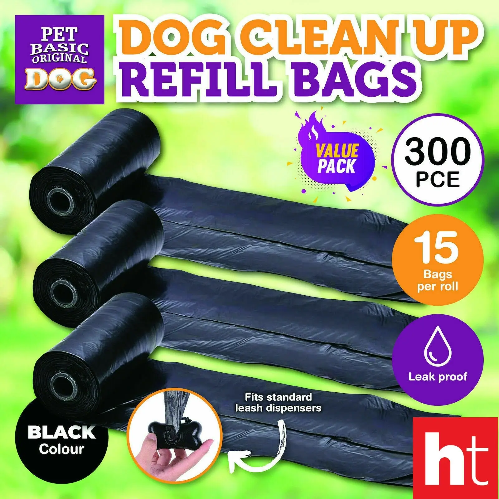 Pet Basic 300PCE Pet/Dog Waste Refill Bags Leak Proof Durable 13.5 x 32cm