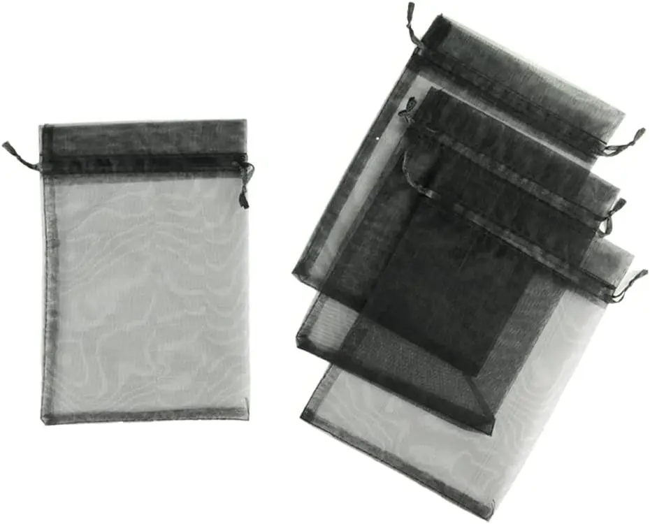 [2Pk X 4Pce] Krafters Korner Organza Bag - BLACK (12Cm X 17Cm)