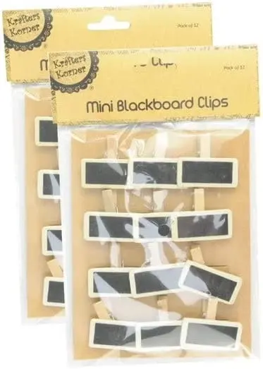 [2Pk x 12Pce] Krafters Korner Mini Chalkboard Clips (4 x 3.5cm)